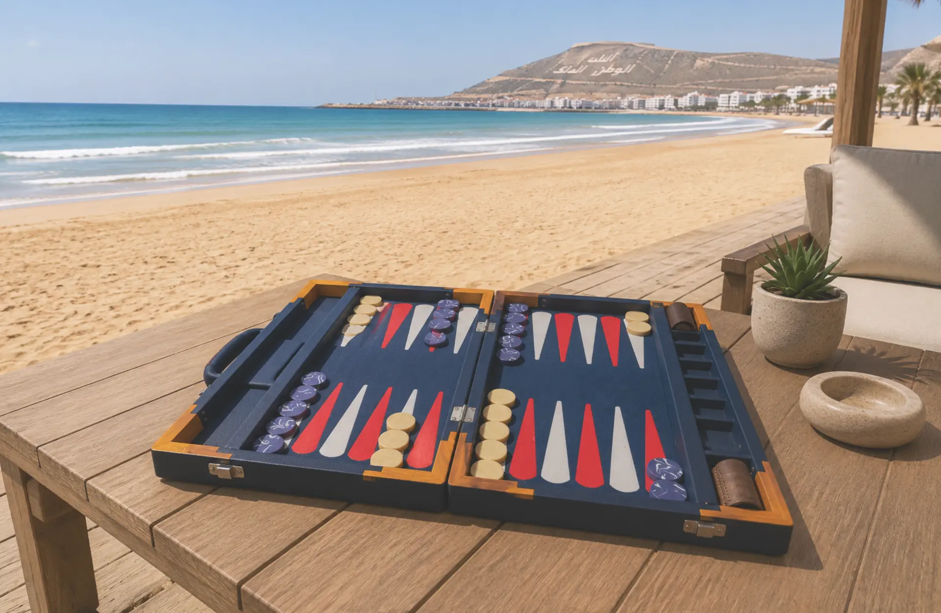 Backgammon sur la plage d’Agadir