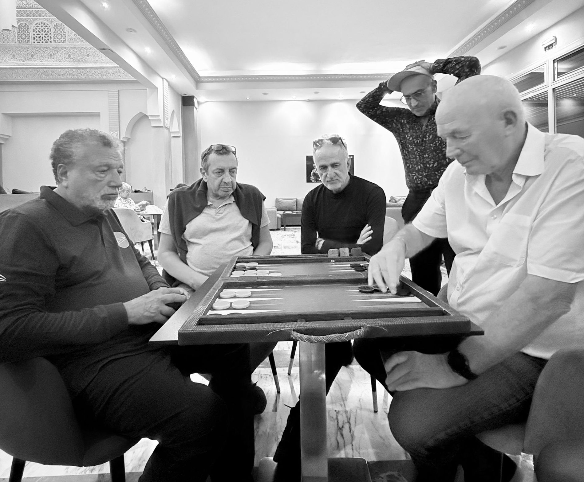 Backgammon players during the MBT tournament in Agadir, Morocco